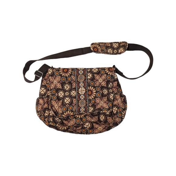 Vera Bradley Canyon Diaper Bag Messenger Brown Paisley Changing Pad Baby Floral - Picture 1 of 4